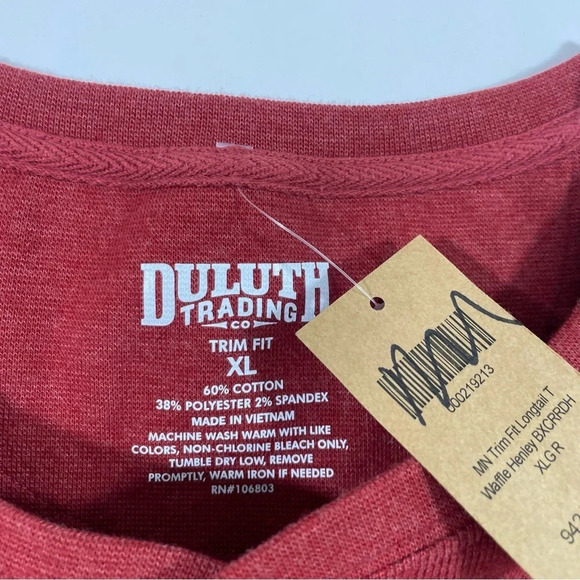 New Duluth Trading Trim Fit Henley Waffle Long Sleeve Shirt - Picture 3 of 5